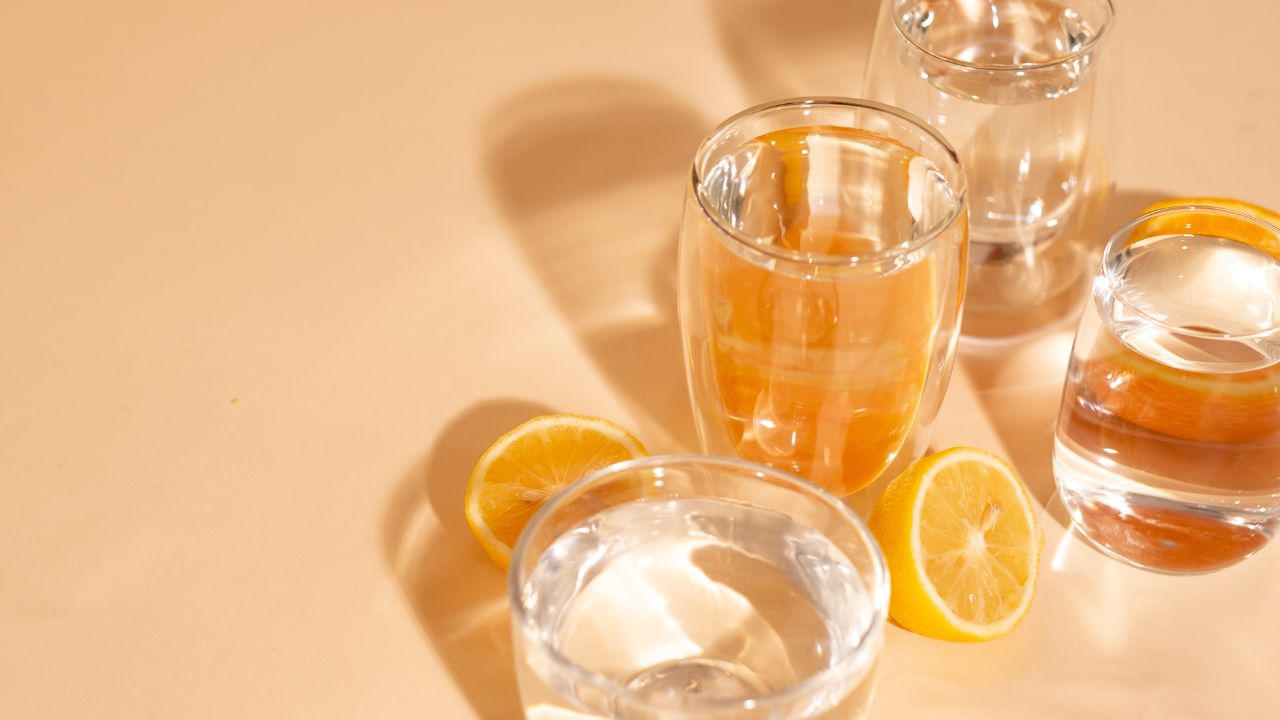 Tipps für Die Schilddrüse Weibliche Kraft Wasserglas mit Zitrone